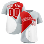 Custom Silver Red-White Color Block Personalized Half Heart Pattern Baseball Jersey | BuyFootballJersey