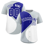 Custom Silver Royal-White Color Block Personalized Half Heart Pattern Baseball Jersey | BuyFootballJersey