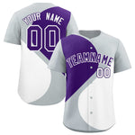 Custom Silver Purple-White Color Block Personalized Half Heart Pattern Baseball Jersey | BuyFootballJersey