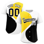 Custom White Gold-Black Color Block Personalized Half Heart Pattern Baseball Jersey | BuyFootballJersey