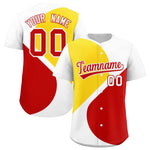 Custom White Gold-Red Color Block Personalized Half Heart Pattern Baseball Jersey | BuyFootballJersey