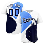Custom White Powder Blue-Navy Color Block Personalized Half Heart Pattern Baseball Jersey | BuyFootballJersey