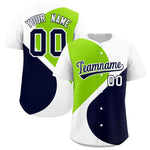 Custom White Neon Green-Navy Color Block Personalized Half Heart Pattern Baseball Jersey | BuyFootballJersey