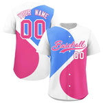 Custom White Powder Blue-Pink Color Block Personalized Half Heart Pattern Baseball Jersey | BuyFootballJersey