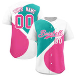 Custom White Aqua-Pink Color Block Personalized Half Heart Pattern Baseball Jersey | BuyFootballJersey