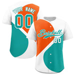 Custom White Orange-Aqua Color Block Personalized Half Heart Pattern Baseball Jersey | BuyFootballJersey