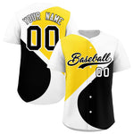 Custom White Gold-Black Color Block Personalized Half Heart Pattern Baseball Jersey | BuyFootballJersey