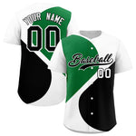 Custom White Kelly Green-Black Color Block Personalized Half Heart Pattern Baseball Jersey | BuyFootballJersey