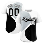Custom White Silver-Black Color Block Personalized Half Heart Pattern Baseball Jersey | BuyFootballJersey