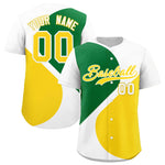 Custom White Kelly Green-Gold Color Block Personalized Half Heart Pattern Baseball Jersey | BuyFootballJersey