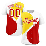 Custom White Gold-Red Color Block Personalized Half Heart Pattern Baseball Jersey | BuyFootballJersey