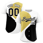 Custom White Old Gold-Black Color Block Personalized Half Heart Pattern Baseball Jersey | BuyFootballJersey