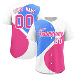 Custom White Powder Blue-Pink Color Block Personalized Half Heart Pattern Baseball Jersey | BuyFootballJersey