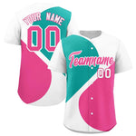Custom White Aqua-Pink Color Block Personalized Half Heart Pattern Baseball Jersey | BuyFootballJersey