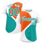 Custom White Orange-Aqua Color Block Personalized Half Heart Pattern Baseball Jersey | BuyFootballJersey