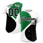 Custom White Kelly Green-Black Color Block Personalized Half Heart Pattern Baseball Jersey | BuyFootballJersey