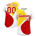 Custom White Gold-Red Color Block Personalized Half Heart Pattern Baseball Jersey | BuyFootballJersey