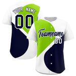 Custom White Neon Green-Navy Color Block Personalized Half Heart Pattern Baseball Jersey | BuyFootballJersey