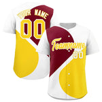 Custom White Crimson-Gold Color Block Personalized Half Heart Pattern Baseball Jersey | BuyFootballJersey