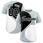 Custom Silver Black-White Color Block Personalized Half Heart Pattern Baseball Jersey | BuyFootballJersey