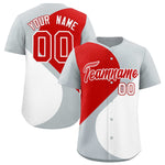 Custom Silver Red-White Color Block Personalized Half Heart Pattern Baseball Jersey | BuyFootballJersey