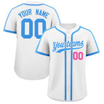 Custom White Powder Blue Personalized Classic Baseball Jersey | BuyFootballJersey