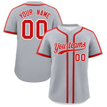 Custom Gray Red Personalized Classic Baseball Jersey | BuyFootballJersey