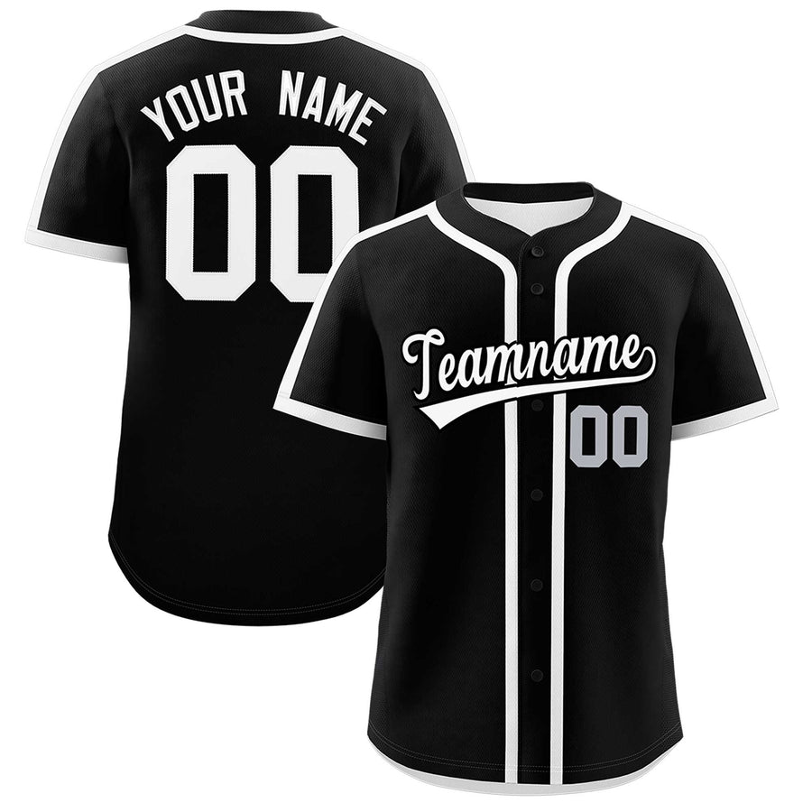 Custom Black White Personalized Classic Baseball Jersey | BuyFootballJersey