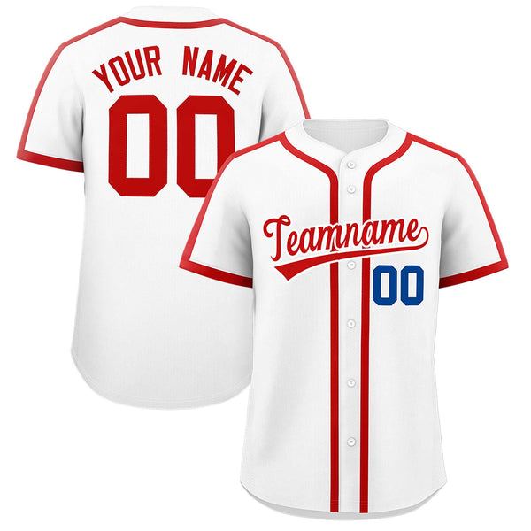 Custom White Red Personalized Classic Baseball Jersey | BuyFootballJersey