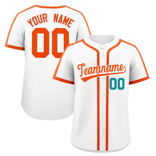 Custom White Orange Personalized Classic Baseball Jersey | BuyFootballJersey