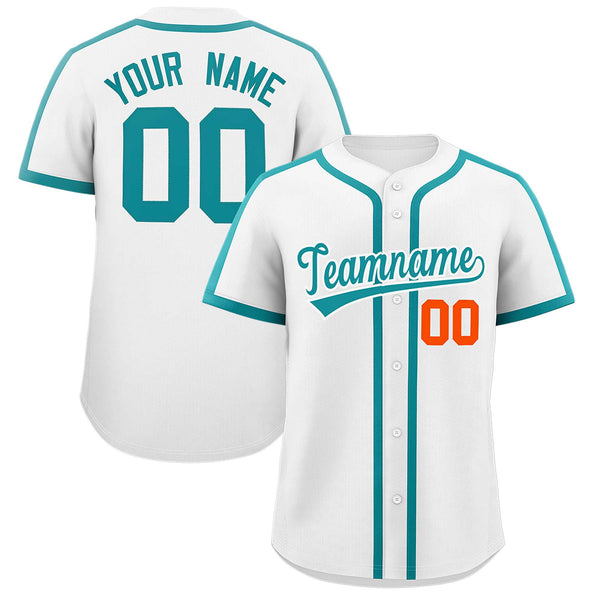 Custom White Aqua Personalized Classic Baseball Jersey | BuyFootballJersey