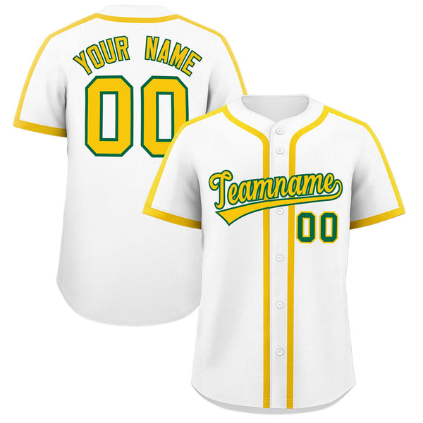 Custom White Gold Personalized Classic Baseball Jersey | BuyFootballJersey