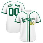 Custom White Kelly Green Personalized Classic Baseball Jersey | BuyFootballJersey