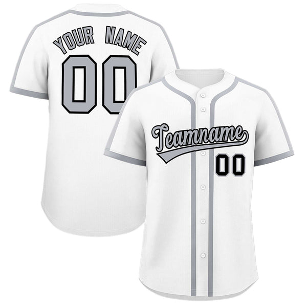 Custom White Gray Personalized Classic Baseball Jersey | BuyFootballJersey