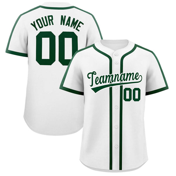 Custom White Green Personalized Classic Baseball Jersey | BuyFootballJersey