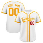 Custom White Yellow Personalized Classic Baseball Jersey | BuyFootballJersey