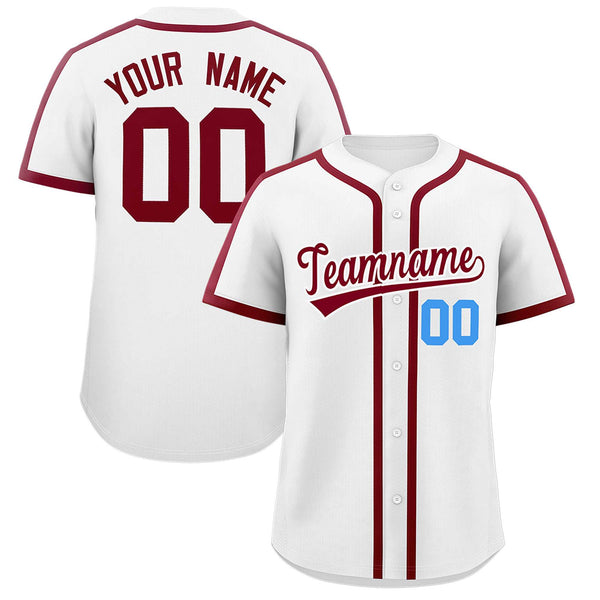 Custom White Crimson Personalized Classic Baseball Jersey | BuyFootballJersey