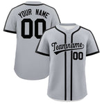 Custom Gray Black Personalized Classic Baseball Jersey | BuyFootballJersey
