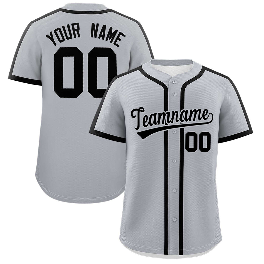 Custom Gray Black Personalized Classic Baseball Jersey | BuyFootballJersey