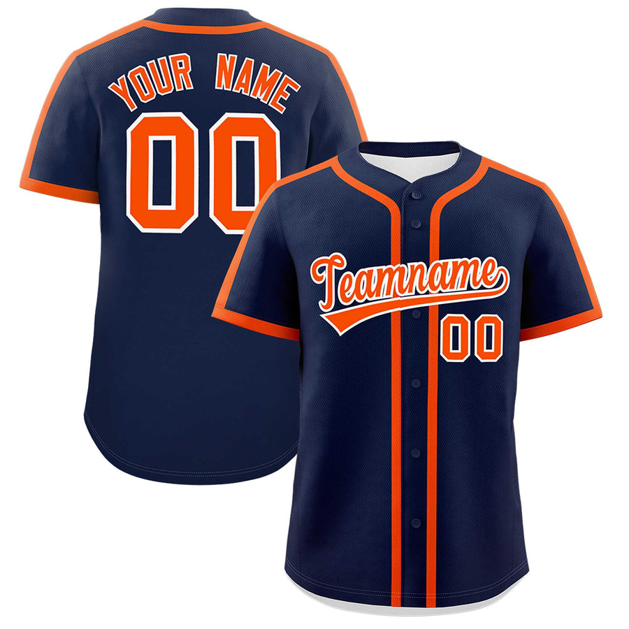 Custom Navy Orange Personalized Classic Baseball Jersey | BuyFootballJersey