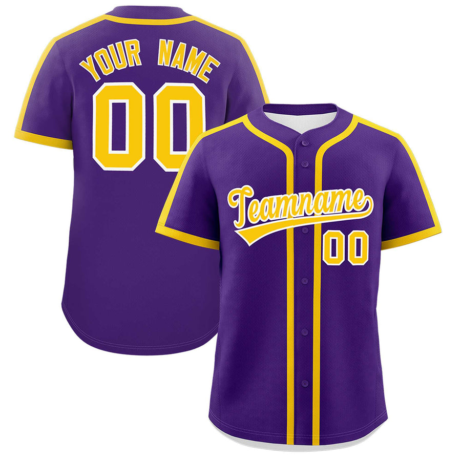Custom Purple Gold Personalized Classic Baseball Jersey | BuyFootballJersey