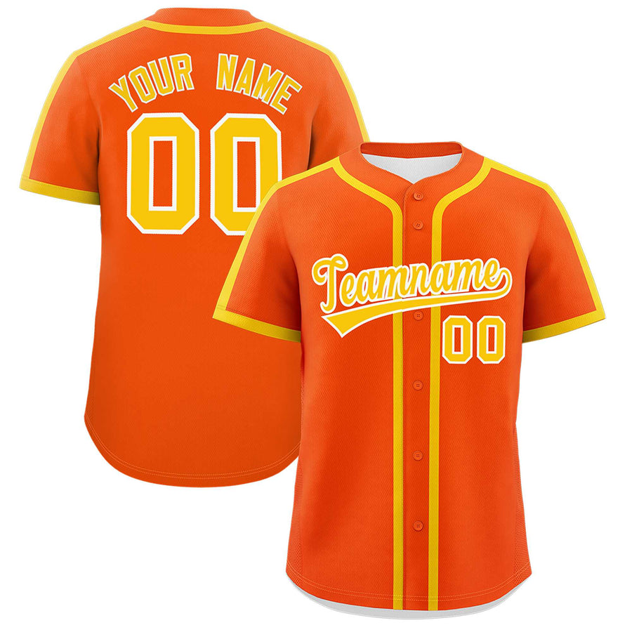 Custom Orange Gold Personalized Classic Baseball Jersey | BuyFootballJersey