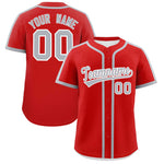Custom Red Gray Personalized Classic Baseball Jersey | BuyFootballJersey