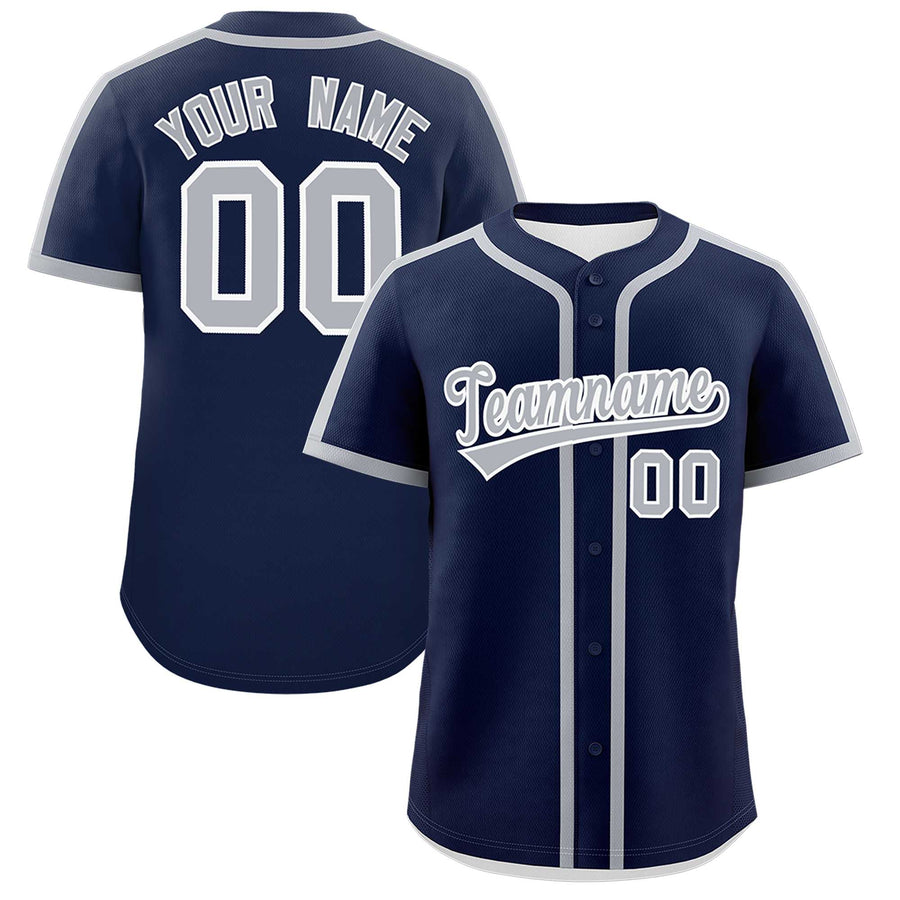 Custom Navy Gray Personalized Classic Baseball Jersey | BuyFootballJersey