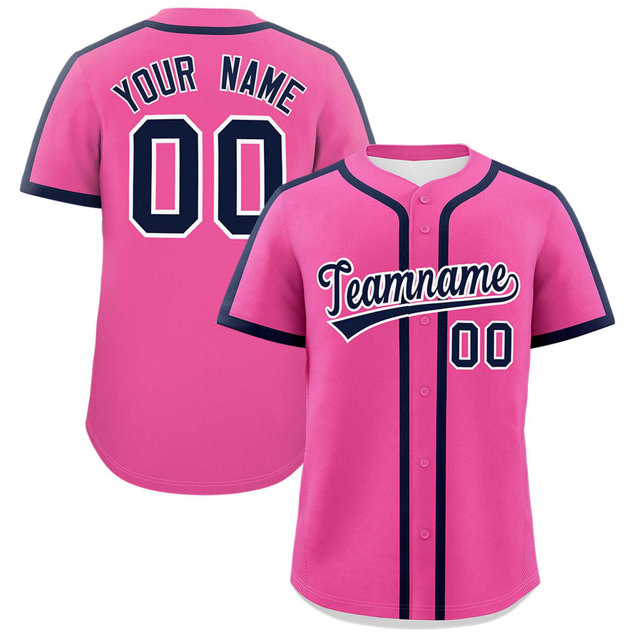 Custom Pink Navy Personalized Classic Baseball Jersey | BuyFootballJersey