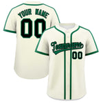Custom Cream Kelly Green Personalized Classic Baseball Jersey | BuyFootballJersey