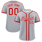Custom Gray Red Personalized Classic Baseball Jersey | BuyFootballJersey