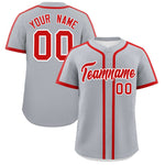 Custom Gray Red Personalized Classic Baseball Jersey | BuyFootballJersey