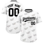 Custom White Black Full Button Text Graffiti Pattern Baseball Jersey | BuyFootballJersey