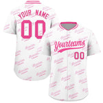 Custom White Pink Full Button Text Graffiti Pattern Baseball Jersey | BuyFootballJersey